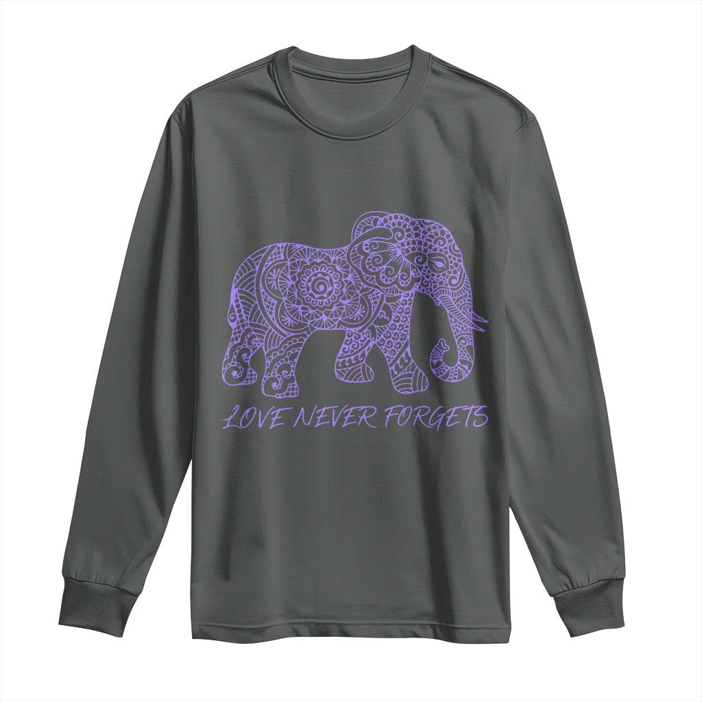 Love Never Forgets Elephant Mandala Long Sleeve Shirt Animal Lover Gift