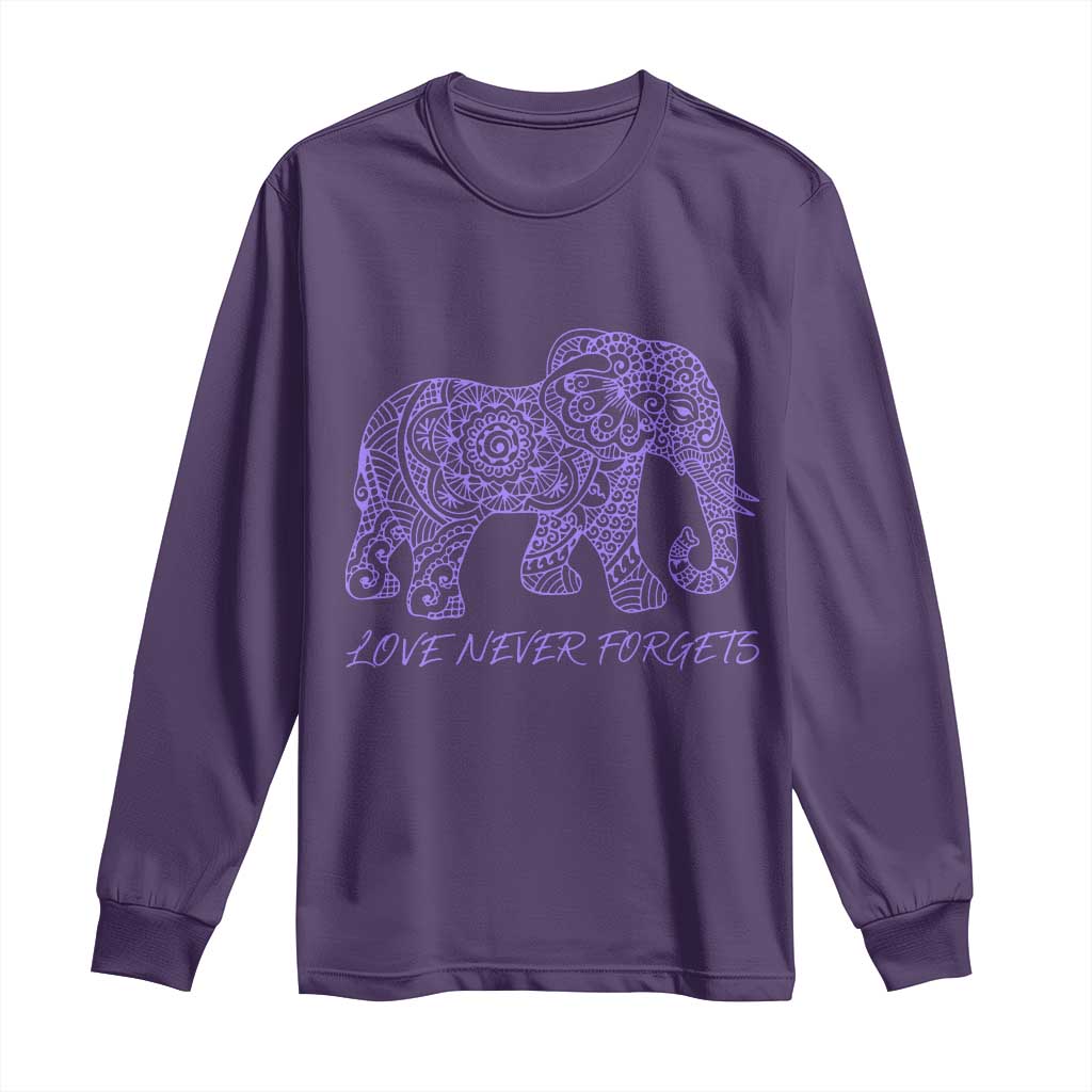 Love Never Forgets Elephant Mandala Long Sleeve Shirt Animal Lover Gift TS12 Purple Print Your Wear