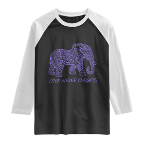 Love Never Forgets Elephant Mandala Raglan Shirt Animal Lover Gift