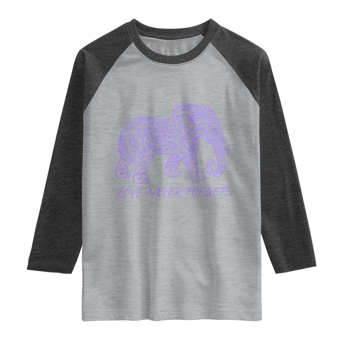 Love Never Forgets Elephant Mandala Raglan Shirt Animal Lover Gift