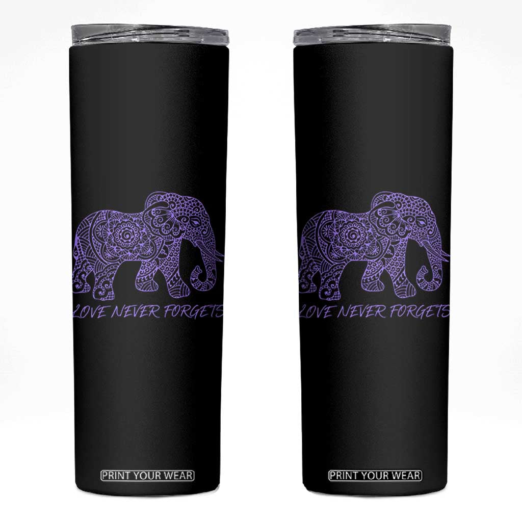 Love Never Forgets Elephant Mandala Skinny Tumbler Animal Lover Gift TS12 Black Print Your Wear