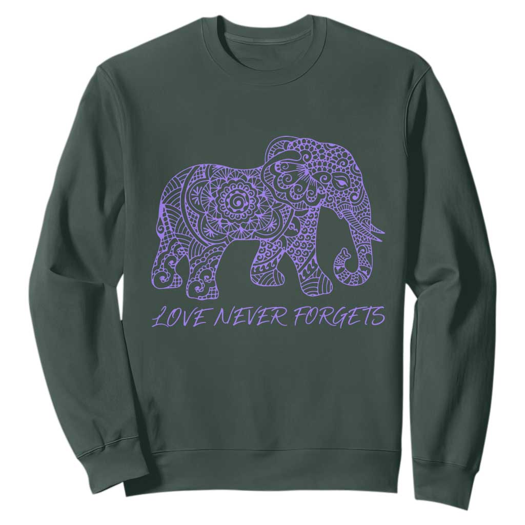 Love Never Forgets Elephant Mandala Sweatshirt Animal Lover Gift