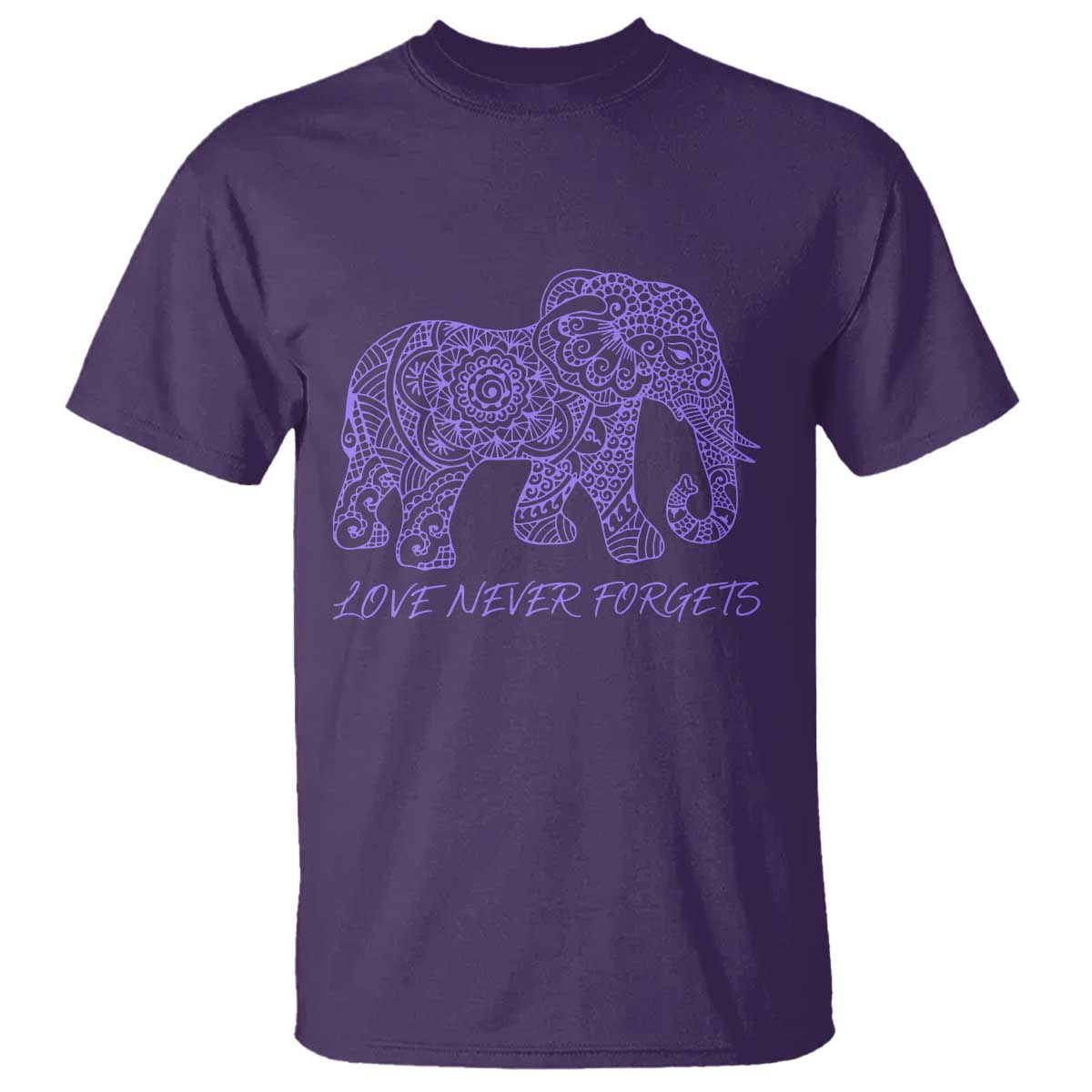 Love Never Forgets Elephant Mandala T Shirt Animal Lover Gift TS12 Purple Print Your Wear