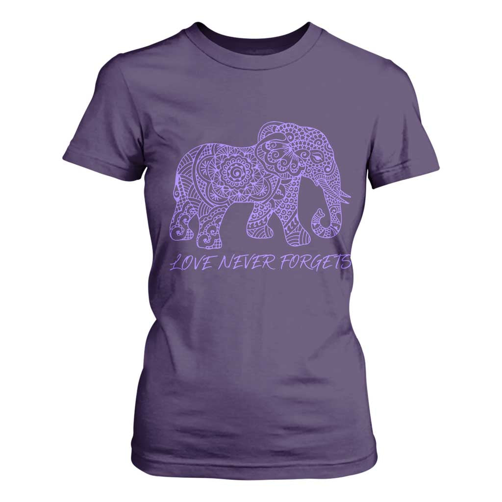 Love Never Forgets Elephant Mandala T Shirt For Women Animal Lover Gift