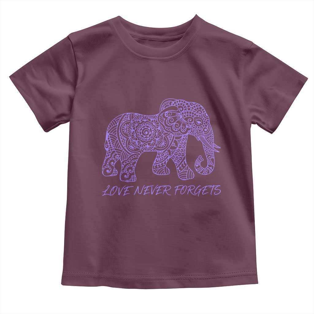 Love Never Forgets Elephant Mandala Toddler T Shirt Animal Lover Gift