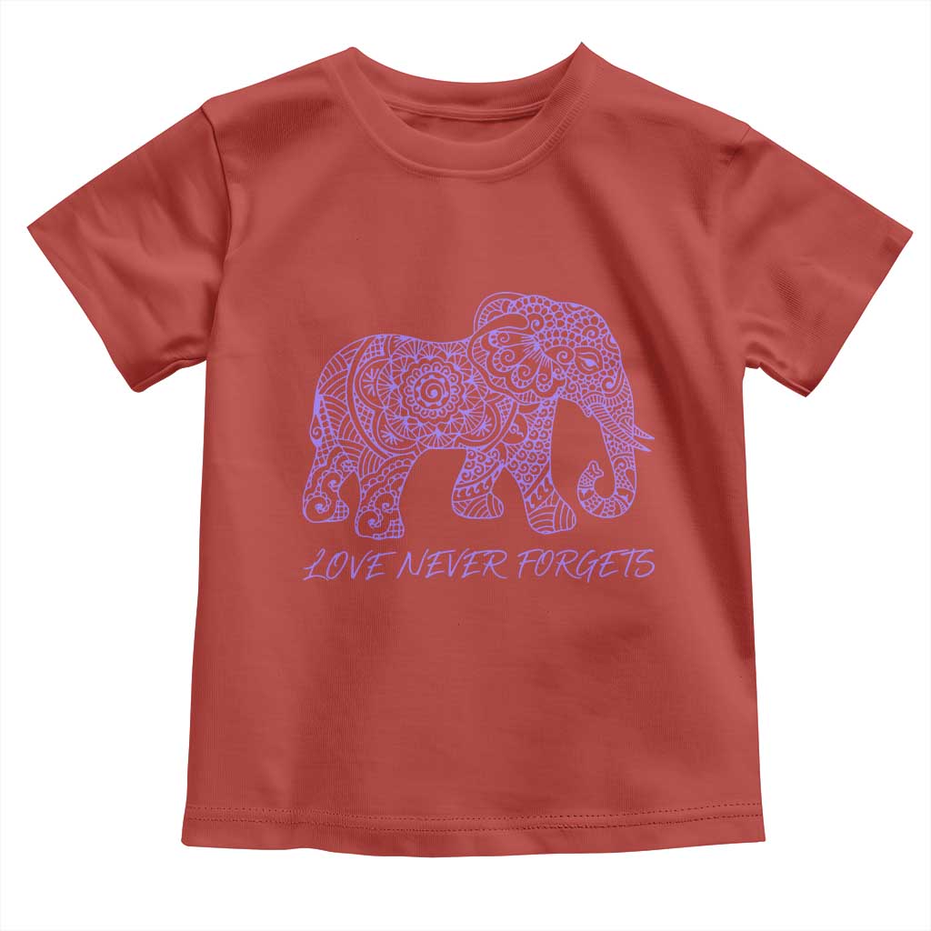 Love Never Forgets Elephant Mandala Toddler T Shirt Animal Lover Gift