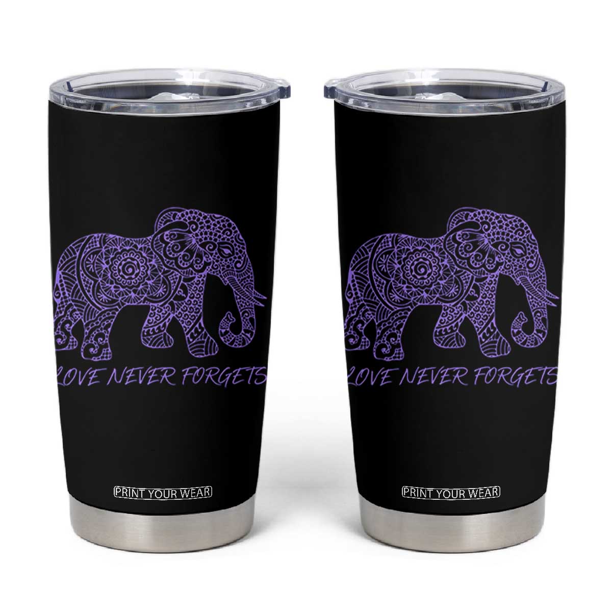 Love Never Forgets Elephant Mandala Tumbler Cup Animal Lover Gift