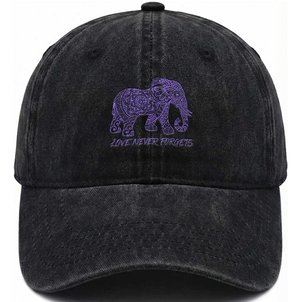Love Never Forgets Elephant Mandala Washed Cotton Baseball Cap Animal Lover Gift TS12 Print Your Wear