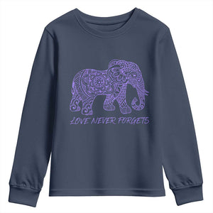 Love Never Forgets Elephant Mandala Youth Sweatshirt Animal Lover Gift