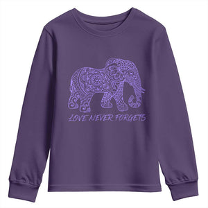 Love Never Forgets Elephant Mandala Youth Sweatshirt Animal Lover Gift