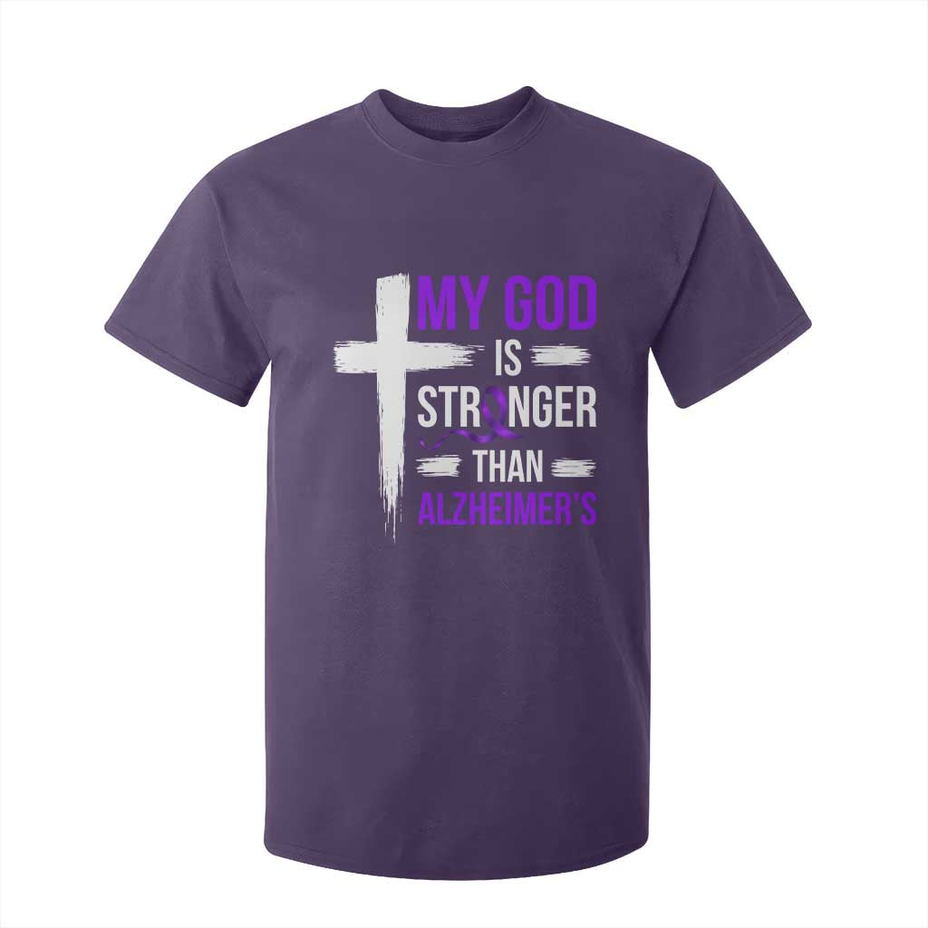 My God Is Stronger Than Alzheimers T Shirt For Kid Christian Purple Ribbon Faith Support TS12 Purple Print Your Wear