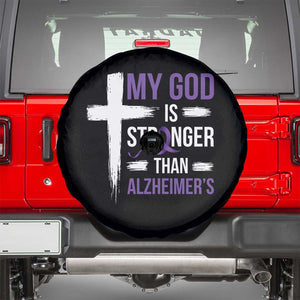 My God Is Stronger Than Alzheimers Spare Tire Cover Christian Purple Ribbon Faith Support