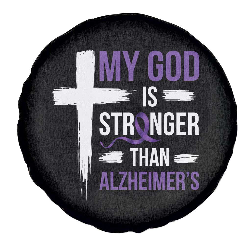 My God Is Stronger Than Alzheimers Spare Tire Cover Christian Purple Ribbon Faith Support