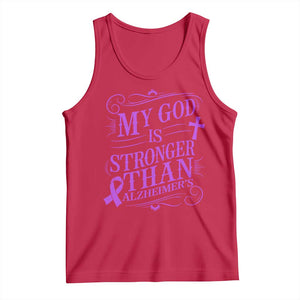 My God Is Stronger Than Alzheimers Tank Top Faith Hope Purple Ribbon Graphic