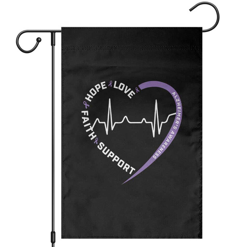 Alzheimers Awareness Heart Heartbeat Purple Ribbon Garden Flag Hope Love Faith Support