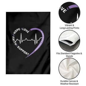 Alzheimers Awareness Heart Heartbeat Purple Ribbon Garden Flag Hope Love Faith Support