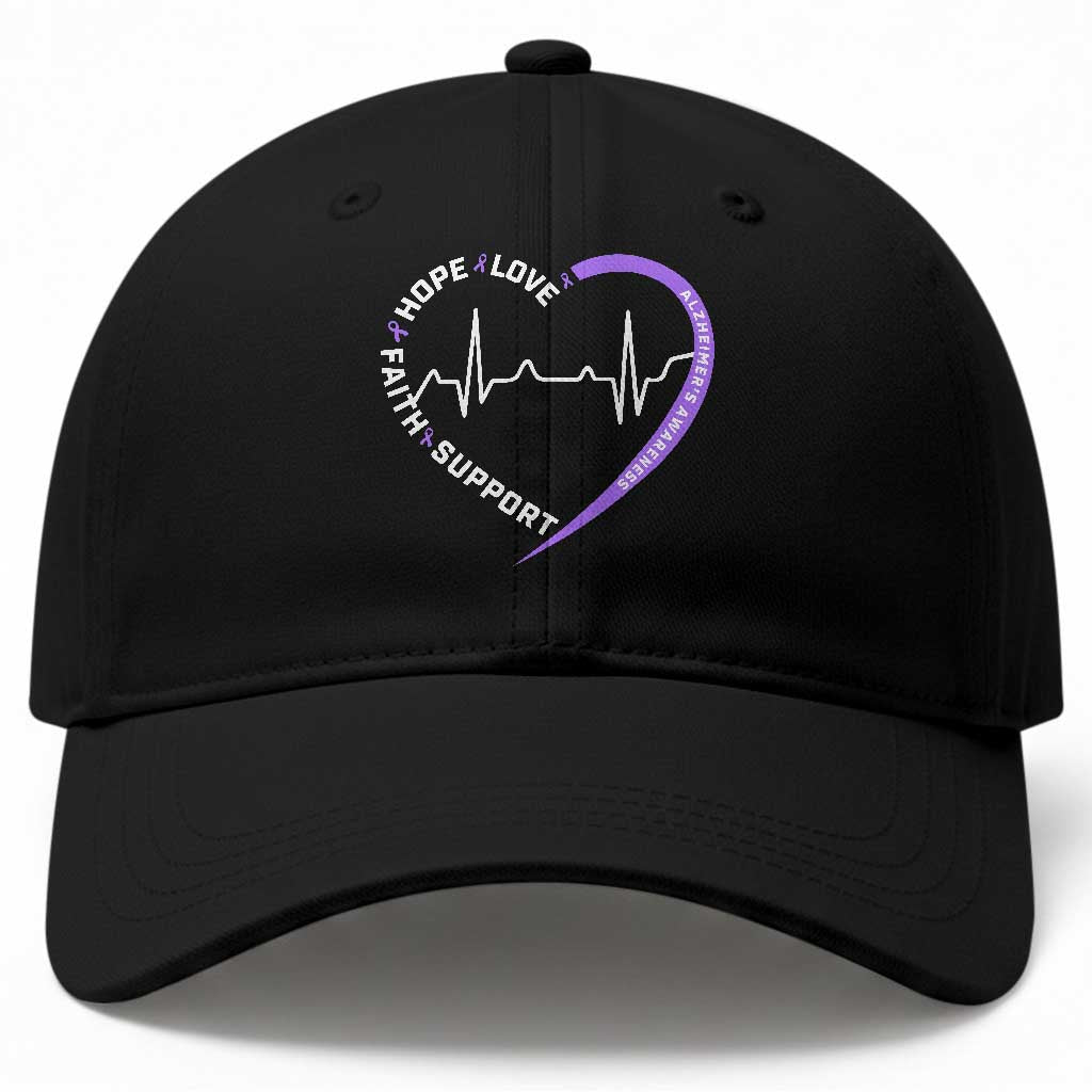 Alzheimers Awareness Heart Heartbeat Purple Ribbon Baseball Cap Hope Love Faith Support TS12 Print Your Wear