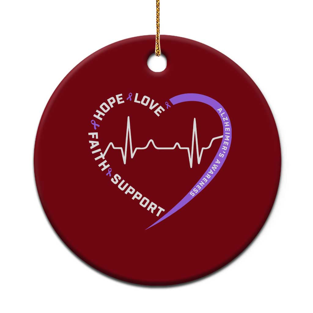 Alzheimers Awareness Heart Heartbeat Purple Ribbon Ceramic Ornament Hope Love Faith Support TS12 1pc Red Print Your Wear