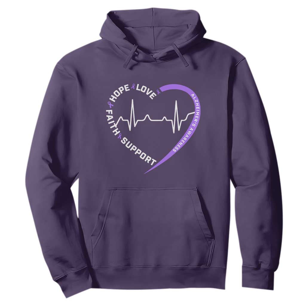 Alzheimers Awareness Heart Heartbeat Purple Ribbon Hoodie Hope Love Faith Support TS12 Purple Print Your Wear