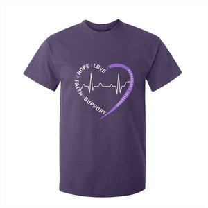 Alzheimers Awareness Heart Heartbeat Purple Ribbon T Shirt For Kid Hope Love Faith Support