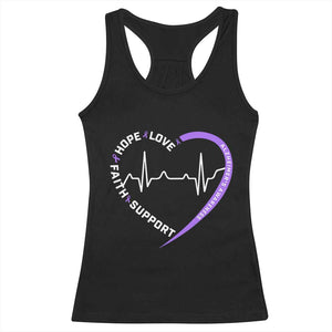 Alzheimers Awareness Heart Heartbeat Purple Ribbon Racerback Tank Top Hope Love Faith Support