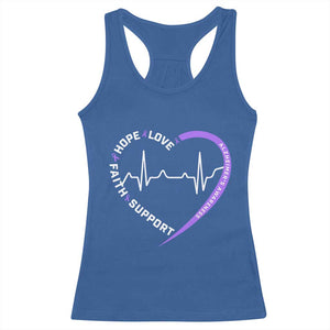 Alzheimers Awareness Heart Heartbeat Purple Ribbon Racerback Tank Top Hope Love Faith Support