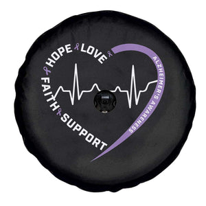 Alzheimers Awareness Heart Heartbeat Purple Ribbon Spare Tire Cover Hope Love Faith Support