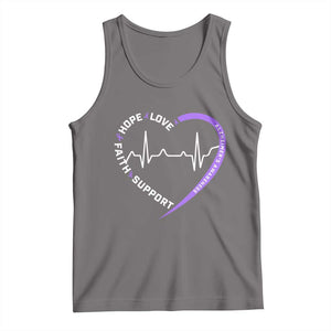Alzheimers Awareness Heart Heartbeat Purple Ribbon Tank Top Hope Love Faith Support