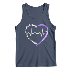 Alzheimers Awareness Heart Heartbeat Purple Ribbon Tank Top Hope Love Faith Support