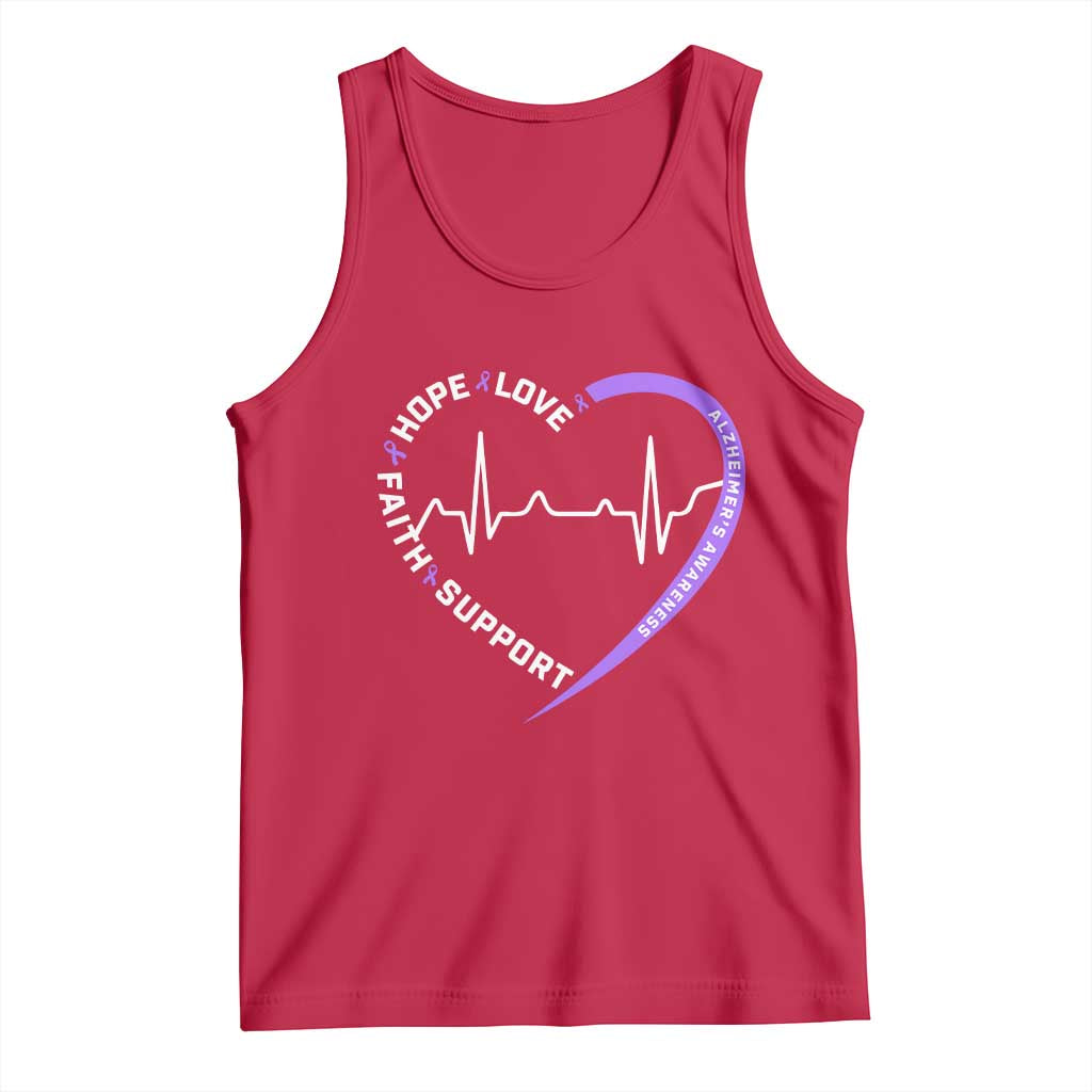 Alzheimers Awareness Heart Heartbeat Purple Ribbon Tank Top Hope Love Faith Support