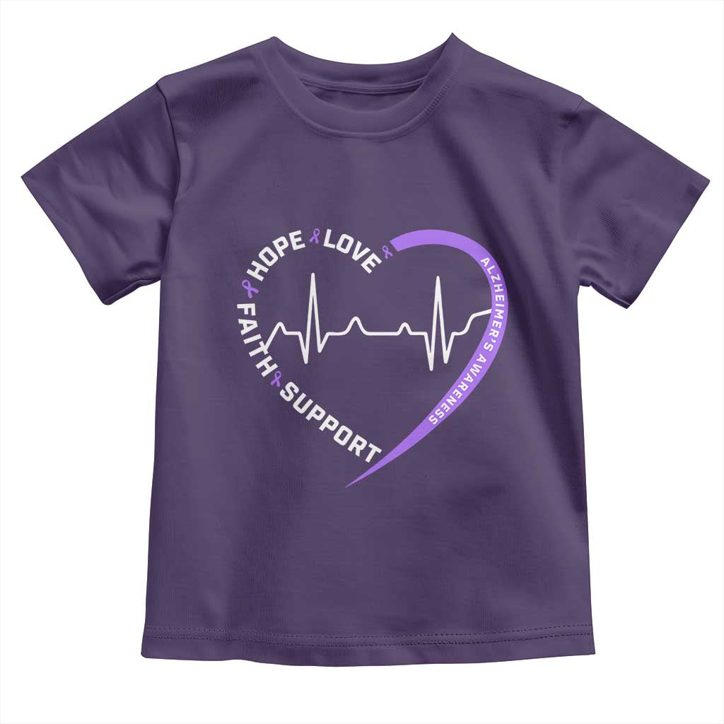 Alzheimers Awareness Heart Heartbeat Purple Ribbon Toddler T Shirt Hope Love Faith Support TS12 Purple Print Your Wear
