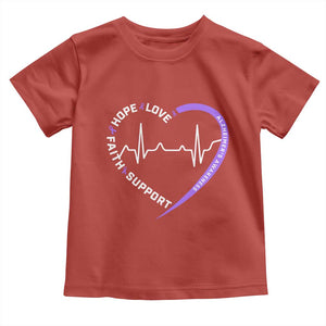 Alzheimers Awareness Heart Heartbeat Purple Ribbon Toddler T Shirt Hope Love Faith Support