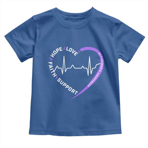 Alzheimers Awareness Heart Heartbeat Purple Ribbon Toddler T Shirt Hope Love Faith Support