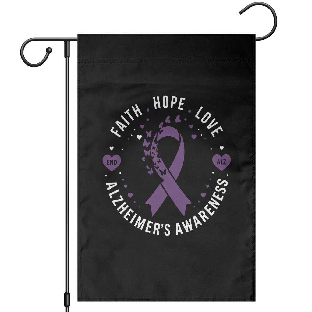Faith Hope Love Purple Ribbon Garden Flag End Alzheimers Butterfly Graphic TS12 Black Print Your Wear