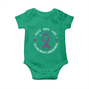 Faith Hope Love Purple Ribbon Baby Onesie End Alzheimers Butterfly Graphic