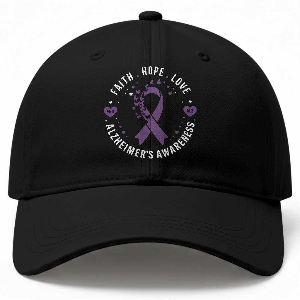 Faith Hope Love Purple Ribbon Baseball Cap End Alzheimers Butterfly Graphic TS12 Print Your Wear