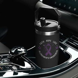 Faith Hope Love Purple Ribbon Flip Straw Tumbler End Alzheimers Butterfly Graphic