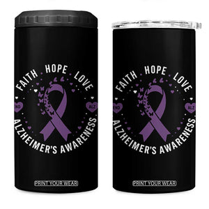 Faith Hope Love Purple Ribbon 4 in 1 Can Cooler Tumbler End Alzheimers Butterfly Graphic