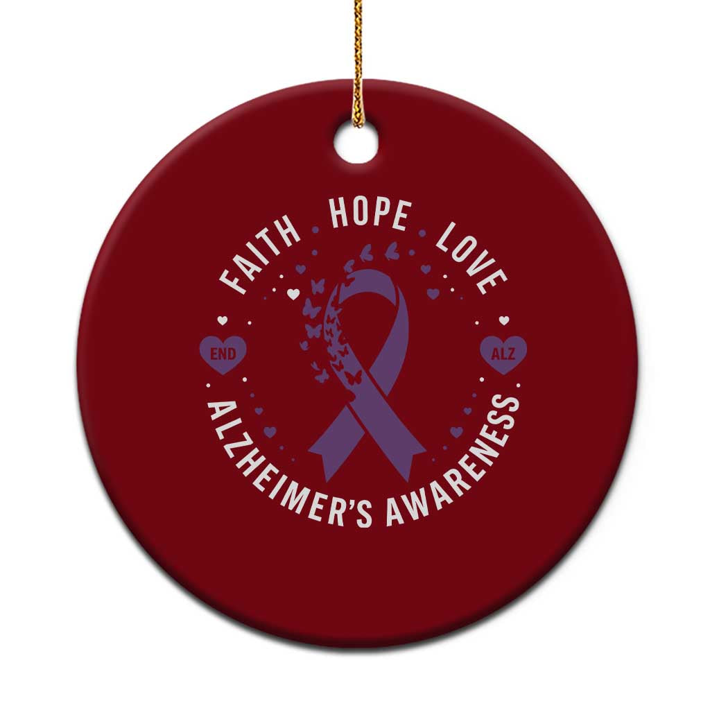 Faith Hope Love Purple Ribbon Ceramic Ornament End Alzheimers Butterfly Graphic