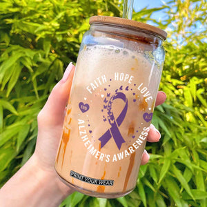 Faith Hope Love Purple Ribbon Glass Can End Alzheimers Butterfly Graphic