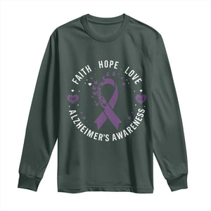 Faith Hope Love Purple Ribbon Long Sleeve Shirt End Alzheimers Butterfly Graphic