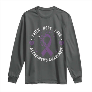 Faith Hope Love Purple Ribbon Long Sleeve Shirt End Alzheimers Butterfly Graphic