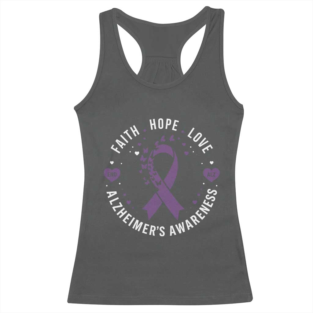 Faith Hope Love Purple Ribbon Racerback Tank Top End Alzheimers Butterfly Graphic