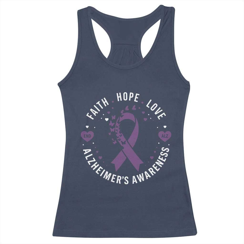 Faith Hope Love Purple Ribbon Racerback Tank Top End Alzheimers Butterfly Graphic