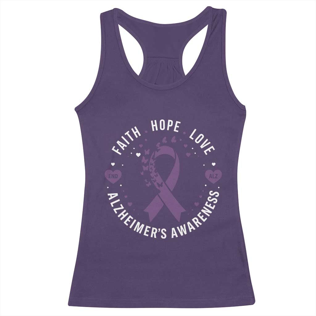 Faith Hope Love Purple Ribbon Racerback Tank Top End Alzheimers Butterfly Graphic TS12 Purple Print Your Wear