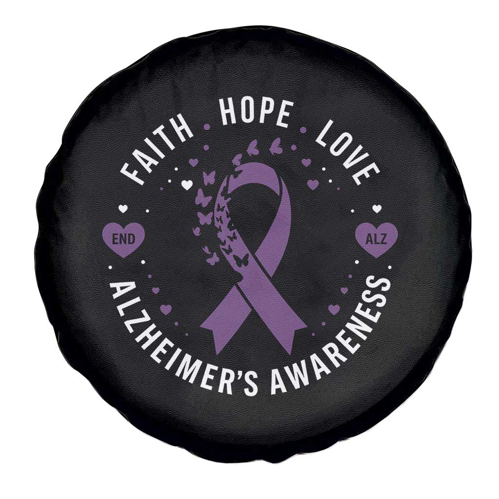 Faith Hope Love Purple Ribbon Spare Tire Cover End Alzheimers Butterfly Graphic