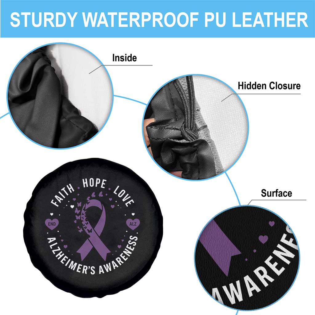 Faith Hope Love Purple Ribbon Spare Tire Cover End Alzheimers Butterfly Graphic