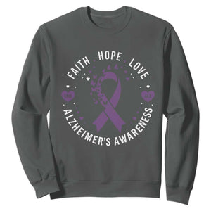 Faith Hope Love Purple Ribbon Sweatshirt End Alzheimers Butterfly Graphic