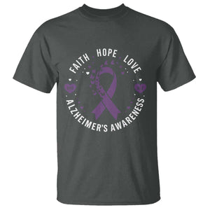 Faith Hope Love Purple Ribbon T Shirt End Alzheimers Butterfly Graphic
