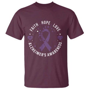 Faith Hope Love Purple Ribbon T Shirt End Alzheimers Butterfly Graphic